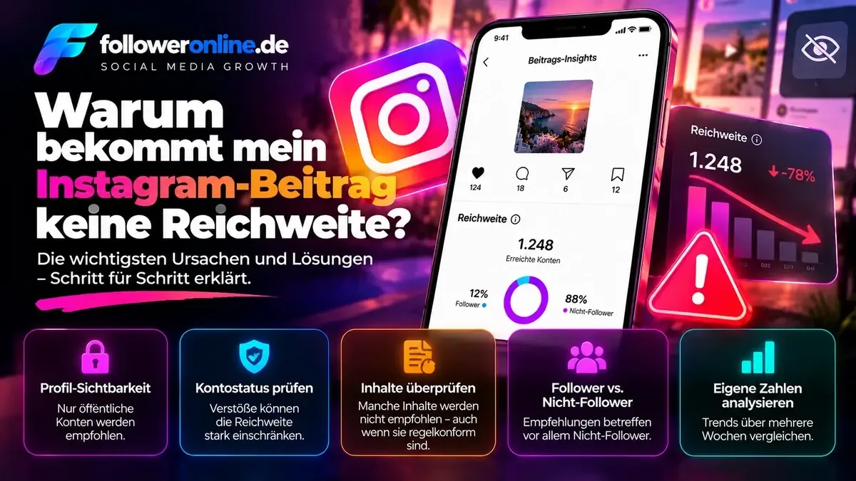 Instagram-Beitrag bekommt keine Reichweite – Ursachen prüfen und Reichweitenprobleme Schritt für Schritt diagnostizieren
