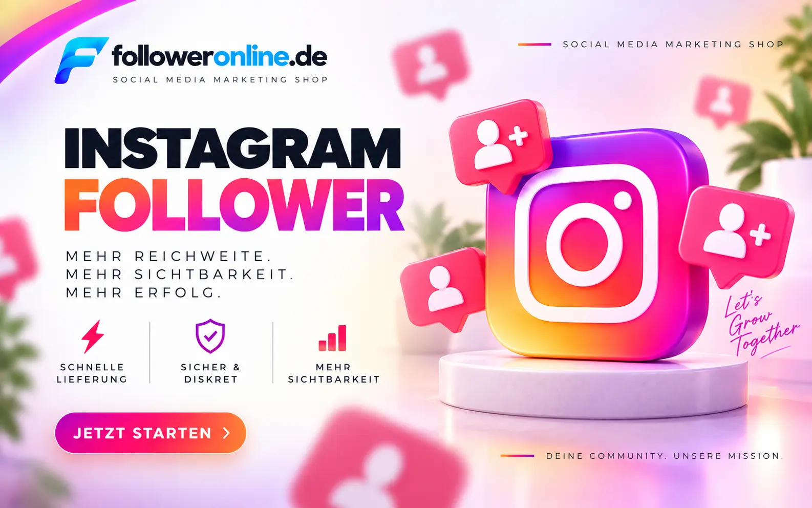 Instagram Follower kaufen – Instagram Logo mit Follower-Symbolen