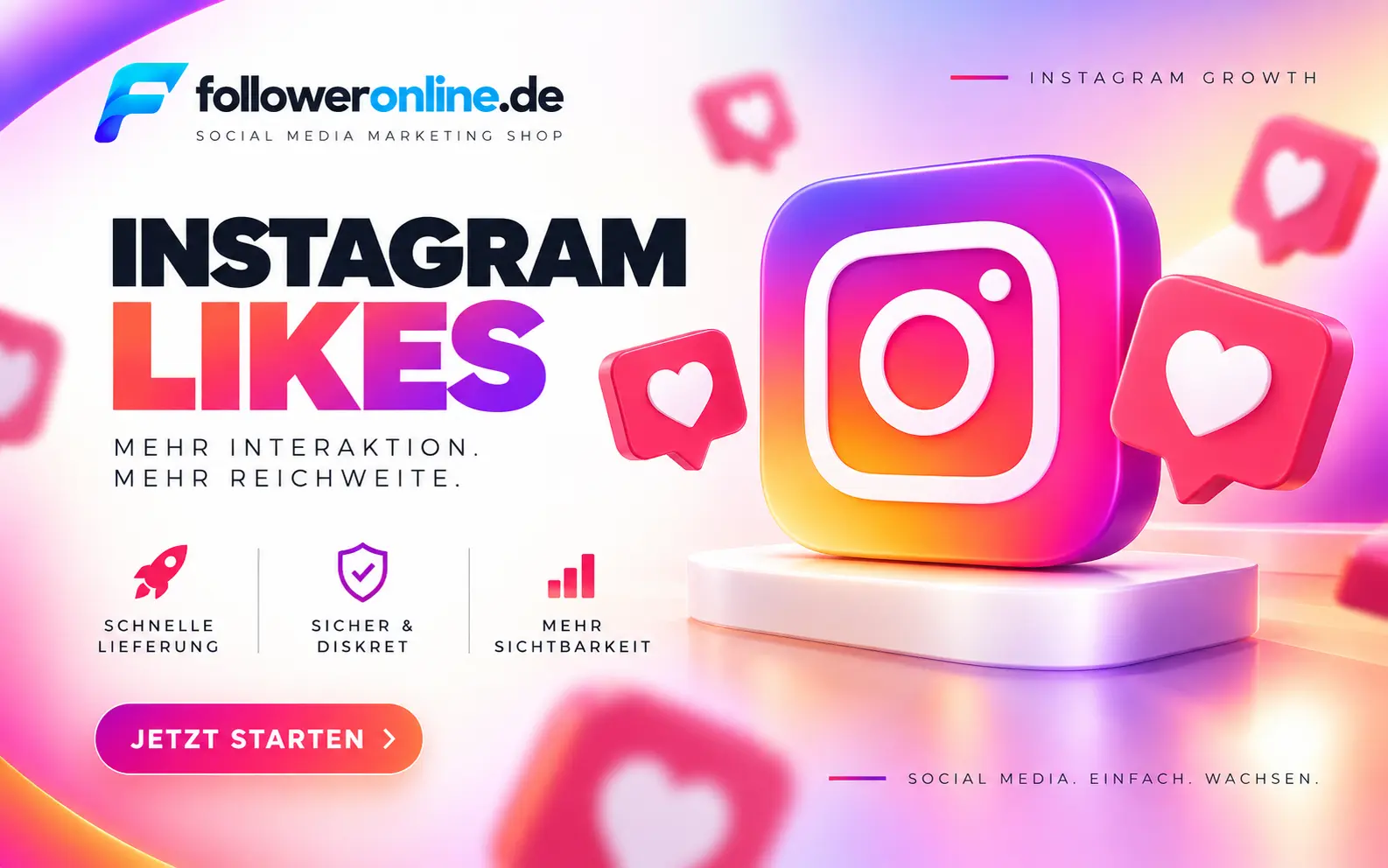 Instagram Likes kaufen – Instagram Logo mit Herz-Symbolen